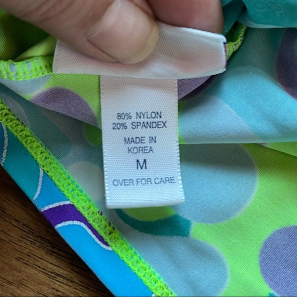 Vintage Limited Too bright neon blue & green mini skirt swim coverup - Picture 6 of 9